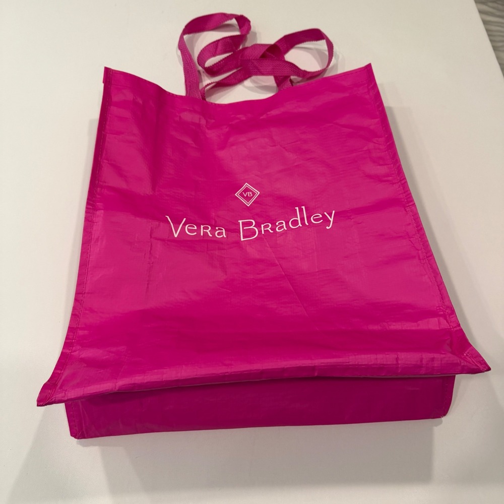 Vera Bradley Reusable Shopping Tote Bag Hot Pink Logo Eco Friendly Large